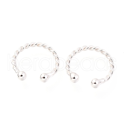 Rhodium Plated 925 Sterling Silver Cuff Earrings EJEW-H124-10P-1