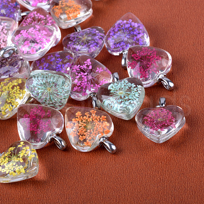 Heart Alloy Glass Pendants GLAA-Q049-20mm-03P-1