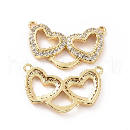 Brass Micro Pave Cubic Zirconia 2-Loop Pendants ZIRC-P106-33G-1