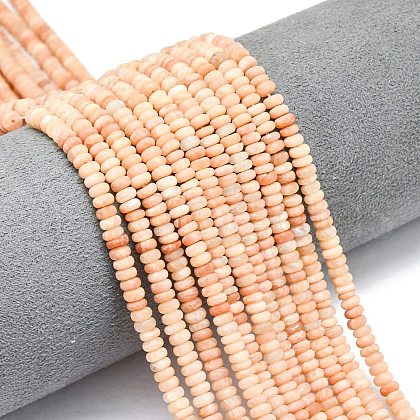 Natural Peach Moonstone Beads Strands G-P575-A34-4x2mm-1