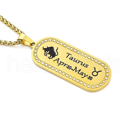 Constellation 304 Stainless Steel Micro Pave Clear Cubic Zirconia Wheat Chain Pendant Necklaces for Women Men NJEW-U007-01J-1