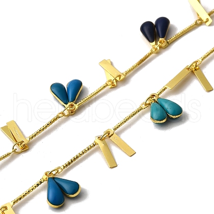 Brass Enamel Teardrop with Rectangle Link Chains CHS-H112-23G-01-1