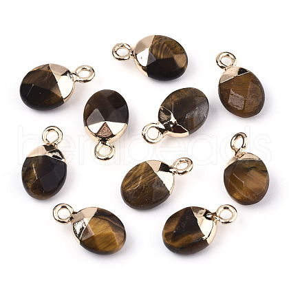 Natural Tiger Eye Charms X-G-N326-58C-1