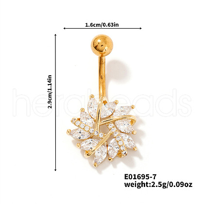 Shiny Brass Crystal Rhinestone Belly Button Rings CZ7821-7-1