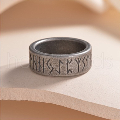 Viking Rune Stainless Steel Finger Rings for Men WGDF4AB-45-1