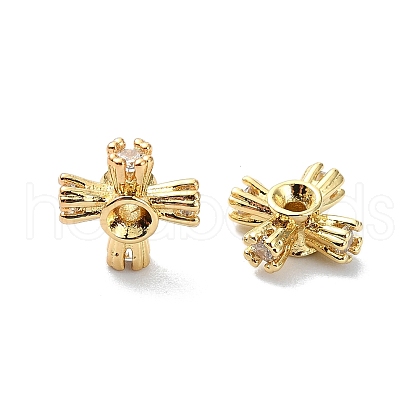 Rack Plating Brass Micro Pave Clear Cubic Zirconia Beads KK-U014-10A-G-1