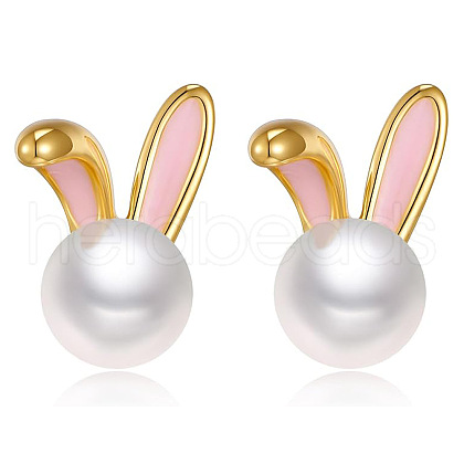 Rabbit Alloy Enamel Stud Earrings FS-WG556BD-01-1