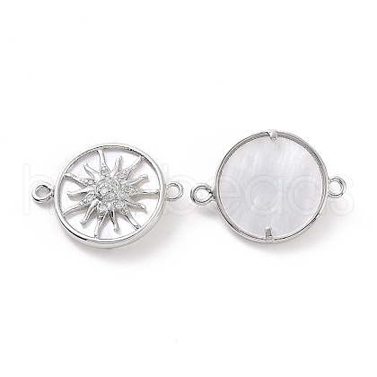 Rack Plating Brass Micro Pave Clear Cubic Zirconia Connector Charms KK-C008-07P-1