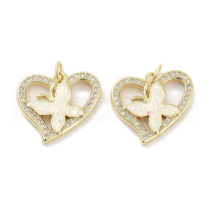 Brass Micro Pave Clear Cubic Zirconia Pendants KK-L213-018G-01-1