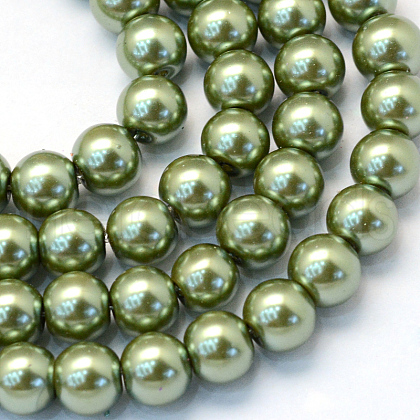 Baking Painted Pearlized Glass Pearl Round Bead Strands X-HY-Q003-10mm-49-1