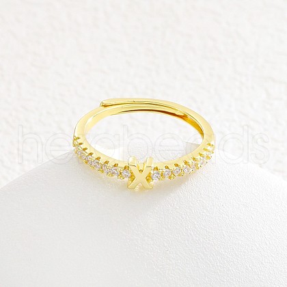 Adjustable Brass Micro Pave Clear Cubic Zirconia Finger Rings for Women FS-WG712C8-24-1
