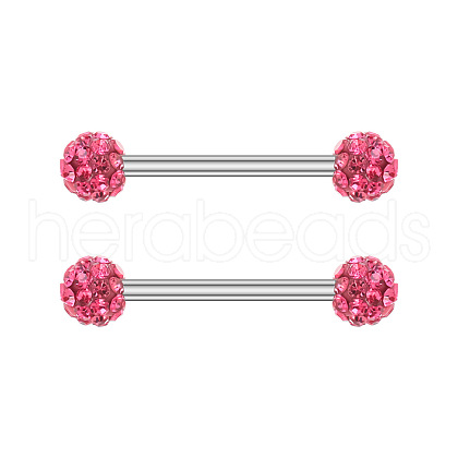 304 Stainless Steel Micro Pave Cubic Zirconia Nipple Rings WG2793F-20-1