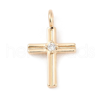Brass Pave Clear Cubic Zirconia Pendants KK-Q096-07B-G-1
