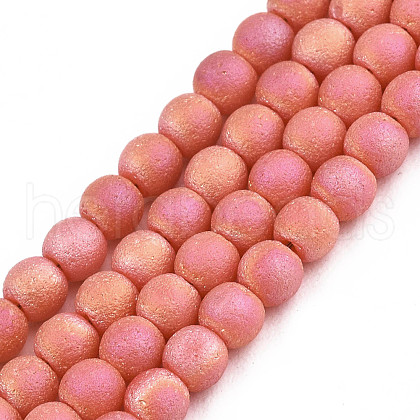 Frosted Electroplate Glass Beads Strands EGLA-S195-01C-06-1