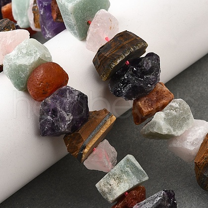 Natural Amethyst & Tiger Eye & Green Aventurine & Rose Quartz & Carnelian Beads Strands G-I283-F17-1