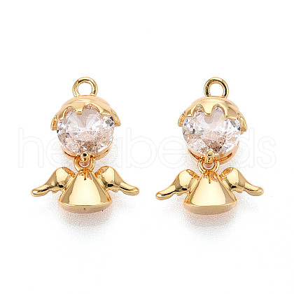 Brass Micro Pave Cubic Zirconia Charms KK-N263-60G-1
