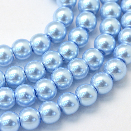Baking Painted Pearlized Glass Pearl Round Bead Strands X-HY-Q003-4mm-24-1