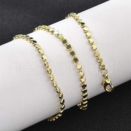 Brass Flat Ball Chain Necklaces for Women NJEW-U035-01G-1