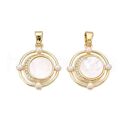 Brass Micro Pave Clear Cubic Zirconia Pendants KK-N254-190G-1