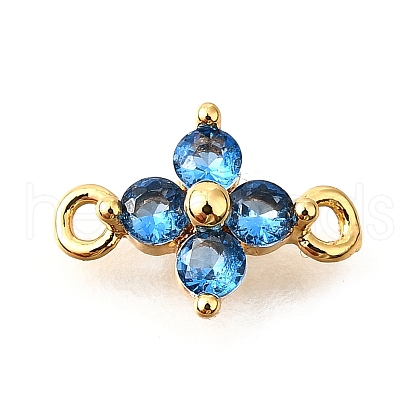 Brass Micro Pave Blue Cubic Zirconia Links KK-D356-06A-G-1