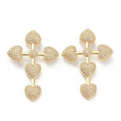 Brass Micro Pave Clear Cubic Zirconia Pendants ZIRC-M117-35G-1