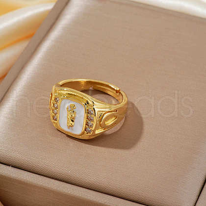 Brass Micro Pave Cubic Zirconia Finger Rings SI4821-2-1