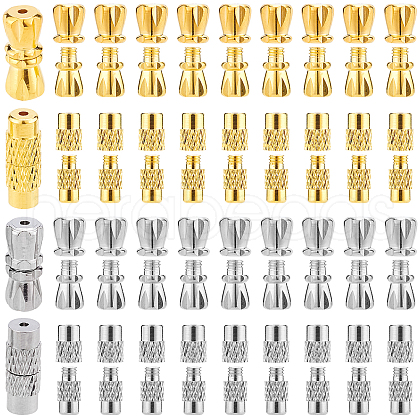 SUNNYCLUE 120 Sets 4 Style Column Brass Screw Clasps KK-SC0002-17-1