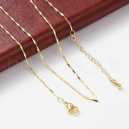 Brass Link Chain Necklaces for Women NJEW-D302-35G-1
