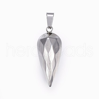 304 Stainless Steel Textured Pendants STAS-O104-67P-1