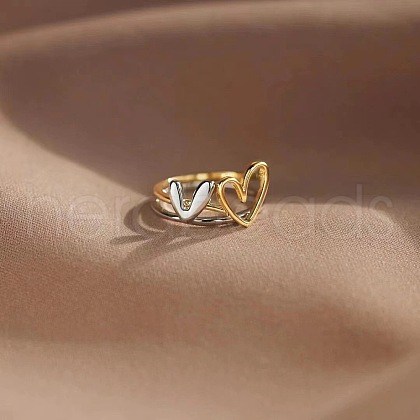 2Pcs Heart Alloy Finger Rings for Women FS-WG57BD0-02-1