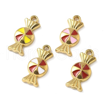304 Stainless Steel Enamel Pendants STAS-D369-25G-1