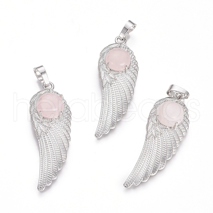 Natural Rose Quartz Pendants G-L512-P12-1