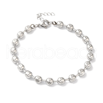 Non-Tarnish 304 Stainless Steel Ball Chain Beaded Bracelets for Women BJEW-B092-05P-1
