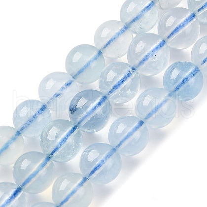 Natural Aquamarine Beads Strands G-P342-10-6mm-B-1