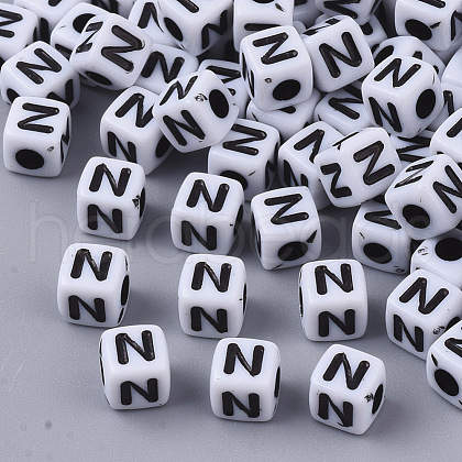 White Opaque Acrylic Beads X-MACR-R869-02N-1