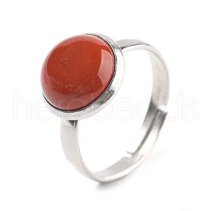 Half Round Natural Red Jasper Finger Rings RJEW-M062-01P-41-1