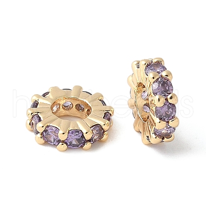 Brass Micro Pave Cubic Zirconia Beads KK-A253-11G-01-1