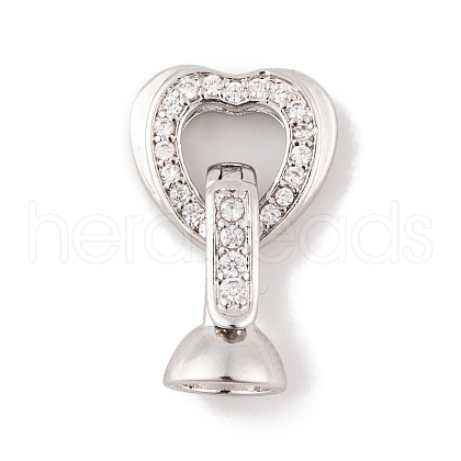 Rack Plating Brass Micro Pave Clear Cubic Zirconia Fold Over Clasps KK-K367-10P-1