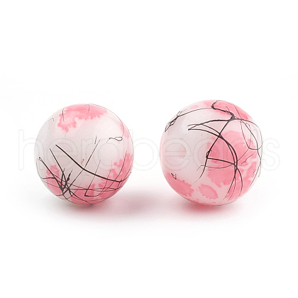 Drawbench & Baking Painted Glass Beads Strands GLAA-S176-16mm-04-1