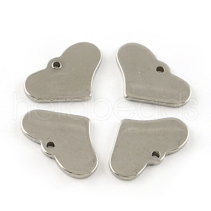 Tarnish Resistant Smooth Surface Stainless Steel Heart Stamping Blank Tag Charms STAS-R064-73-1