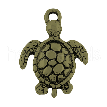 Tibetan Style Alloy Sea Turtle Pendants TIBEP-22101-AB-FF-1