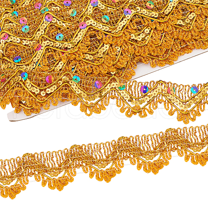 Sparkle Triangle Polyester Lace Ribbons OCOR-WH0090-64A-1