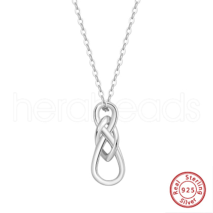 Rhodium Plated 925 Sterling Silver Chinese Knot Pendant Necklaces for Women NJEW-F323-01P-1