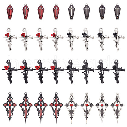 GOMAKERER 32Pcs 8 Style Alloy Pendants FIND-GO0001-89-1