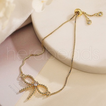 Brass Micro Pave Cubic Zirconia Silder Bracelets for Women BJEW-C070-01A-G-1