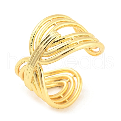 Brass Hollow Oval Open Cuff Rings RJEW-Q781-12G-1