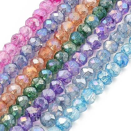 Spray Painted Imitation Jade Glass Beads Strands GLAA-P058-01A-1
