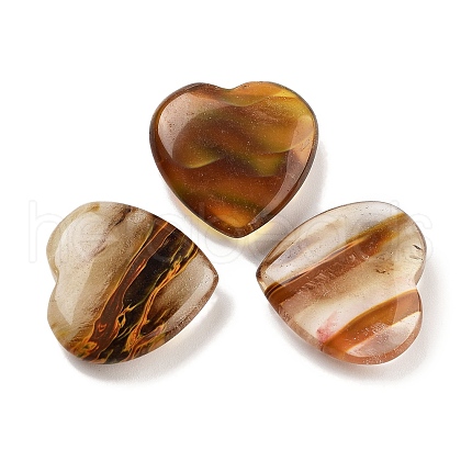 Mother's Day Gifts Heart Tigerskin Glass Palm Stones G-C134-06A-04-1