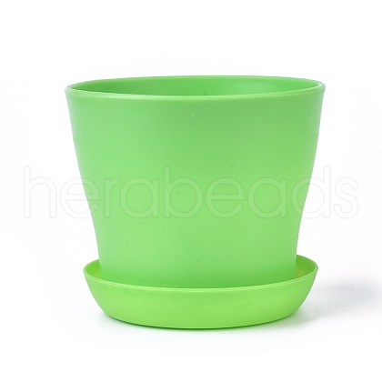 Plastic Plant Pots with Saucers AJEW-WH0112-01F-1