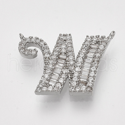 Real Platinum Plated Brass Pendants ZIRC-Q022-040P-W-NF-1